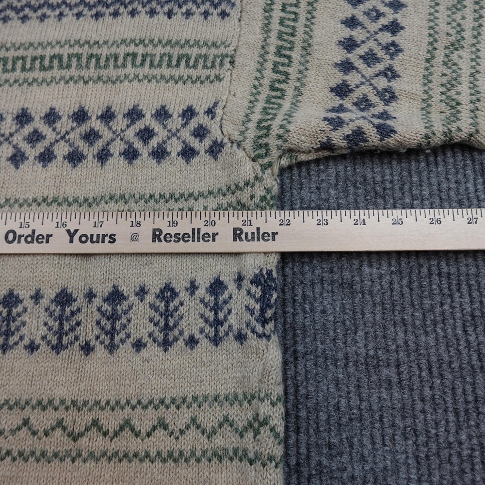 Vintage LL Bean Sweater Mens Large Linen Wool Fair Isle Crewneck Ireland - Picture 6 of 8